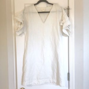 Maeve cream flutter sleeve dress w pockets small